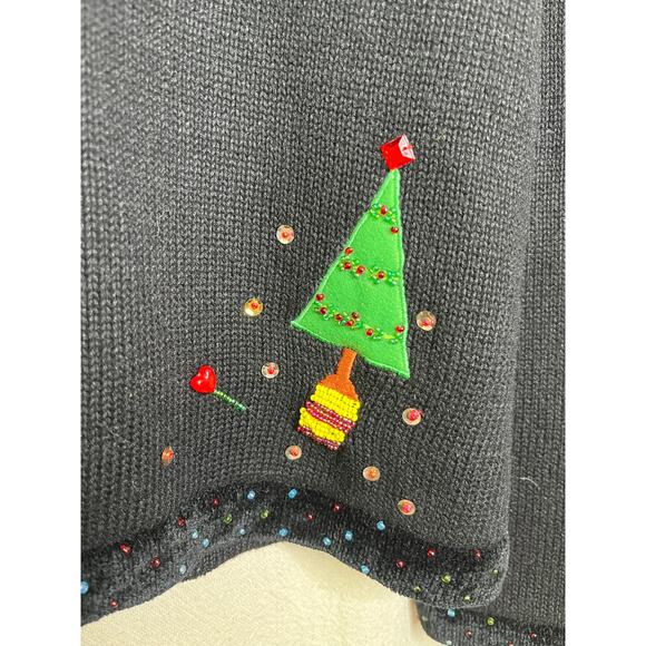 1990s Berek Christmas Chenille Maximalist Santa Whimsical Kidcore Cardigan XL - Picture 7 of 7